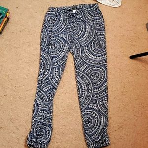 Wet seal blue and white design flowy pants